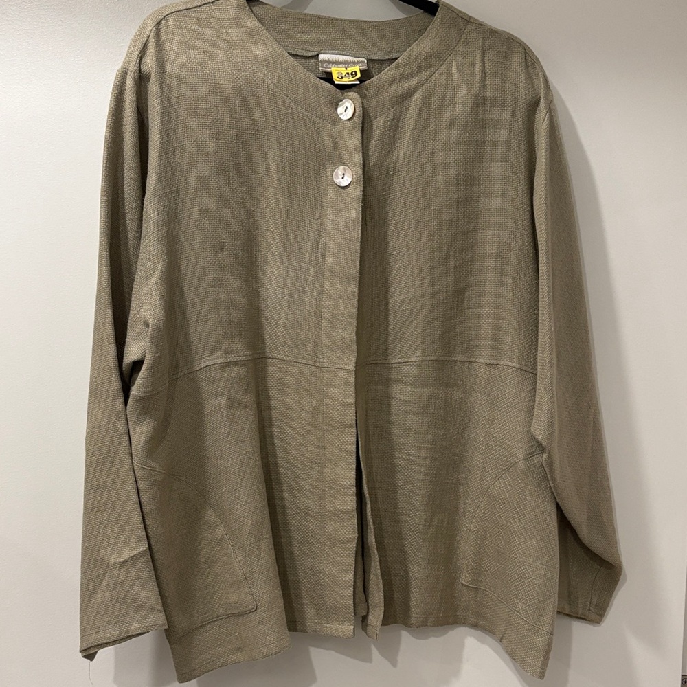 Coldwater Creek Olive Linen Jacket